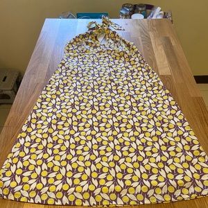 Boden Yellow and Purple Pattern Halter Dress 14L